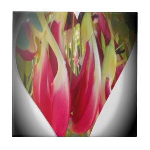 Skriv ut blommigt Heart Art Art Kakelplatta