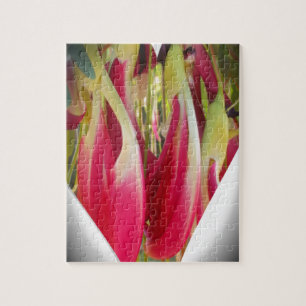 Skriv ut blommigt Heart Art Art Pussel