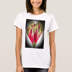 Skriv ut blommigt Heart Art Art T-shirt