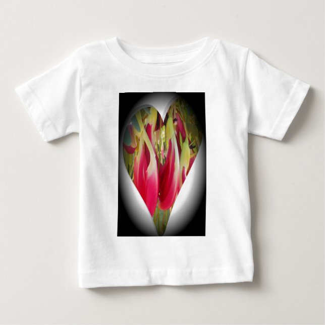 Skriv ut blommigt Heart Art Art Tee (Framsida)