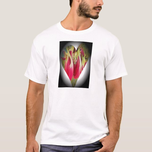 Skriv ut blommigt Heart Art Art Tee (Framsida)