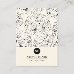 Skriv ut blommigt / Monogram Visitkort