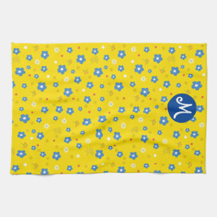 Skriv ut Blommigten anpassningsbar Monogram Kökshandduk