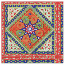 Skriv ut Blommigten Kvadratlinjer och diamanter Tyg