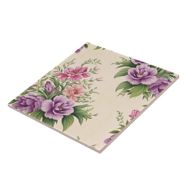 Skriv ut Blommigten Lavender och Ro Land Garden Kakelplatta (Sidan)