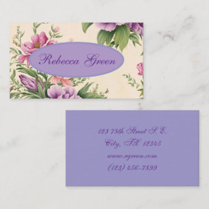 Skriv ut Blommigten Lavender och Ro Land Garden Visitkort