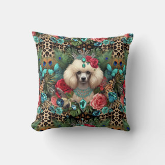 Skriv ut Blommigten Leopard för Cushion White Pude Kudde
