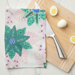 Skriv ut Blommigten Mint Grönt Festive Kökshandduk