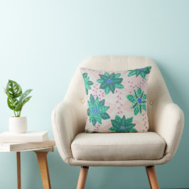 Skriv ut Blommigten Mint Grönt Festive Kudde