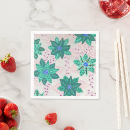 Skriv ut Blommigten Mint Grönt Festive Pappersservett