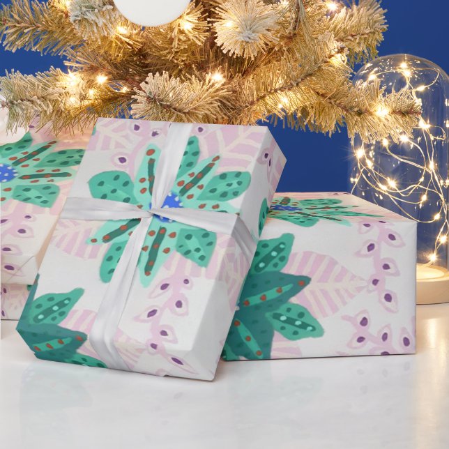 Skriv ut Blommigten Mint Grönt Festive Presentpapper (Helgdagar)