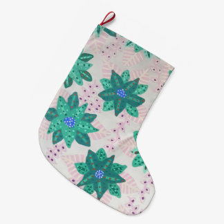 Skriv ut Blommigten Mint Grönt Festive Stor Julstrumpa