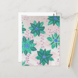 Skriv ut Blommigten Mint Grönt Festive Vykort