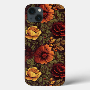 Skriv ut Blommigten Rust Färg Vintage
