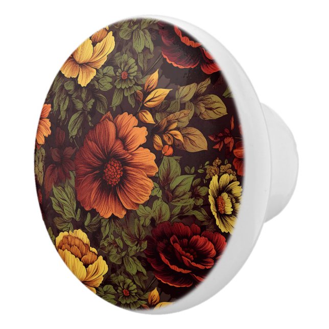 Skriv ut Blommigten Rust Färg Vintage  Knopp (Höger)