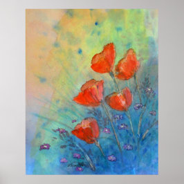 Skriv ut blommigtens vattenfärgsbild poster