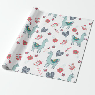 Skriv ut Blommönstret Cute Llama Presentpapper