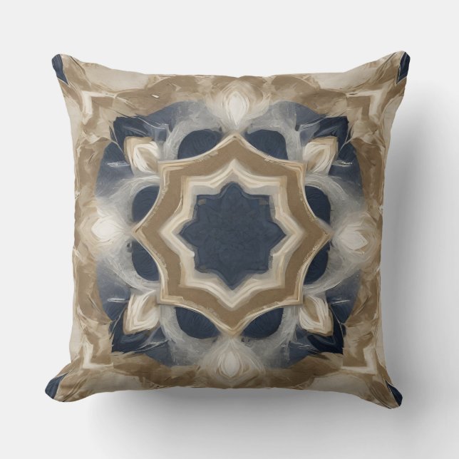 Skriv ut Blue Beige Farmhouse Kudde (Framsida)