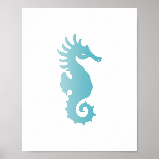 Skriv ut Blue Seahorse Beach Art Poster (Framsidan)