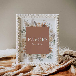 Skriv ut Boho Blommigt Wedding Favors Poster