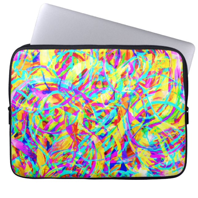 Skriv ut Bright Neon Mönster Laptop Fodral (Framsidan)