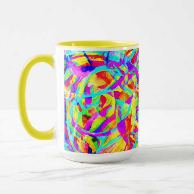 Skriv ut Bright Neon Mönster Mugg (Vänster)