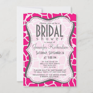 Skriv ut Bright Rosa Giraffe Animal Inbjudningar