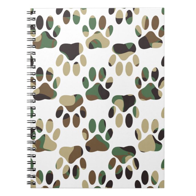 Skriv ut Camo Mönster Hund Paw Anteckningsbok (Framsidan)