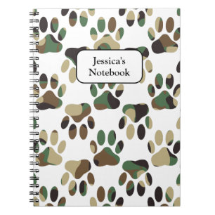 Skriv ut Camo Mönster Hund Paw Anteckningsbok