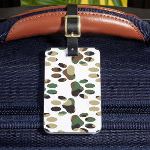 Skriv ut Camo Mönster Hund Paw Bagagebricka