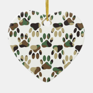 Skriv ut Camo Mönster Hund Paw Julgransprydnad Keramik