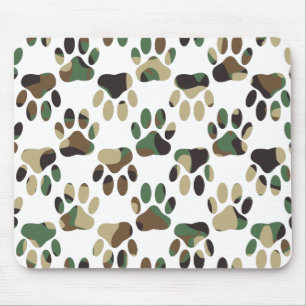 Skriv ut Camo Mönster Hund Paw Musmatta