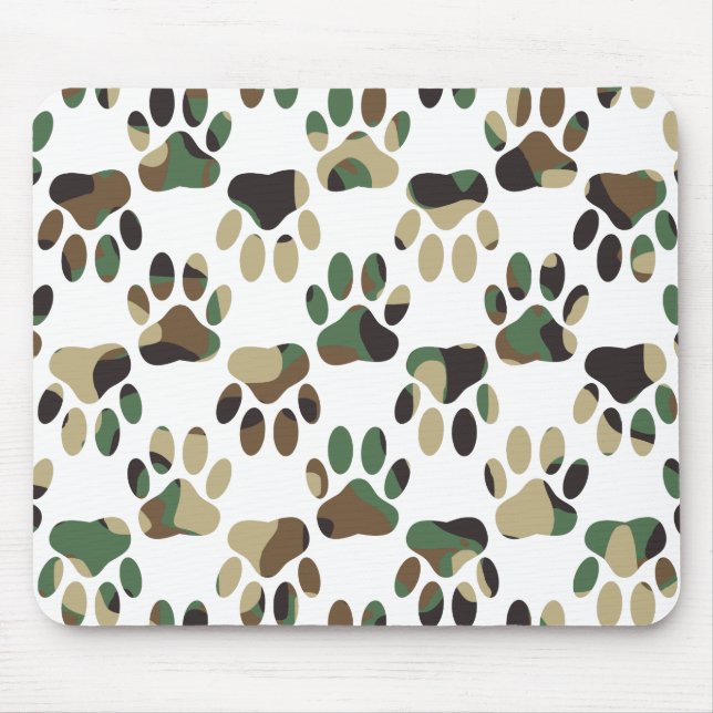 Skriv ut Camo Mönster Hund Paw Musmatta (Framsidan)
