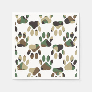 Skriv ut Camo Mönster Hund Paw Pappersservett