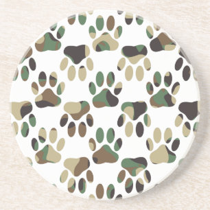 Skriv ut Camo Mönster Hund Paw Underlägg