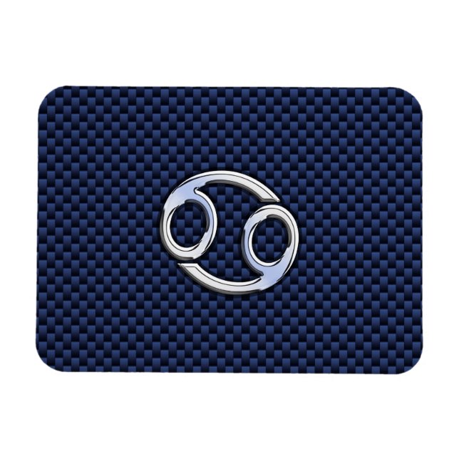 Skriv ut cancerzodiaksymbol med blå kolfiber i mar magnet (Horisontell)