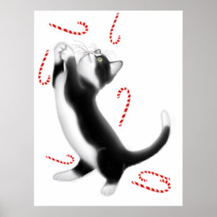 Skriv ut candy cane Cat Leksak Poster