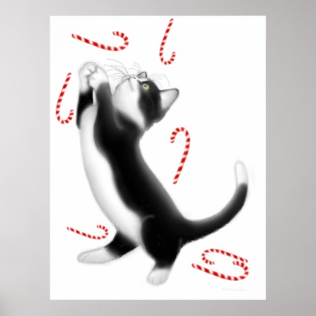 Skriv ut candy cane Cat Leksak Poster (Framsidan)
