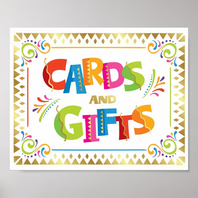 Skriv ut Cards OCH GIFTS Fiesta Party Poster (Framsidan)