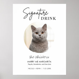 Skriv ut Cat Bröllop Namnteckning Drinks Pub-tecke Poster