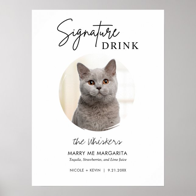 Skriv ut Cat Bröllop Namnteckning Drinks Pub-tecke Poster (Framsidan)