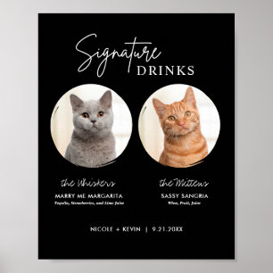 Skriv ut Cat Bröllop Namnteckning Drinks Pub-tecke Poster