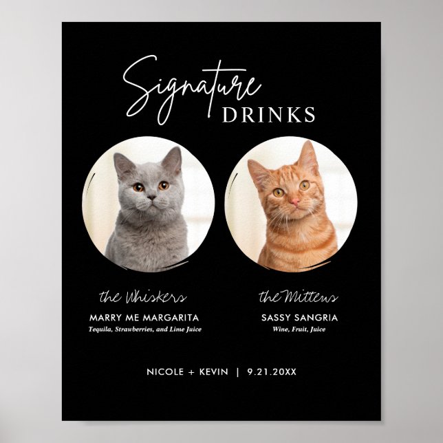 Skriv ut Cat Bröllop Namnteckning Drinks Pub-tecke Poster (Framsidan)