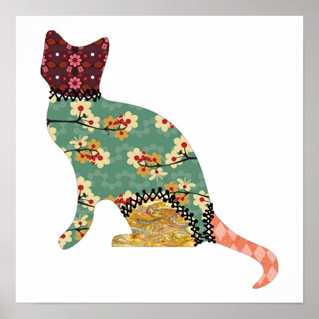 Skriv ut Cat Patchwork Pet Skriv ut Poster (Framsidan)