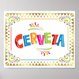 Skriv ut CERVEZA Fiesta Party Beer-signatur Poster