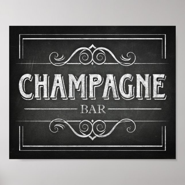 Skriv ut Chalk Stil CHAMPAGNE PUB Poster (Framsidan)