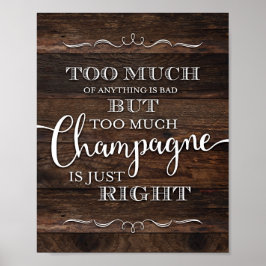 Skriv ut CHAMPAGNE QUOTE-signatur för Rustik Chic Poster