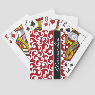 Skriv ut Cherry Red Monogrammed Inslag Spelkort