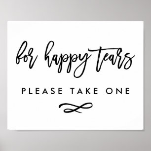 Skriv ut chic Hand Lettered Bröllop Lycklig Tårar Poster