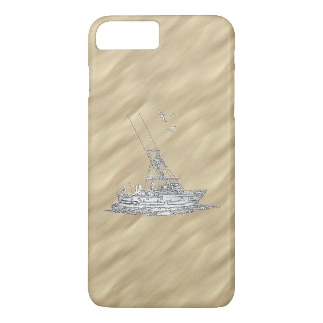 Skriv ut "Chrome Deep Sea Fishing Boat Sandy Beach Case-Mate iPhone Skal (Baksida)